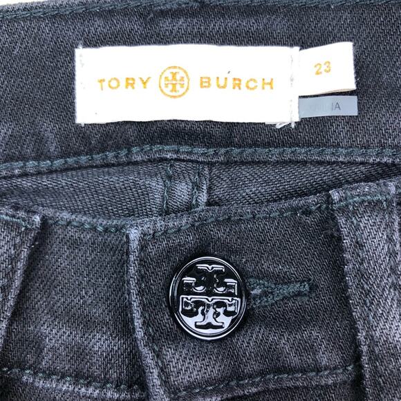 Tory Burch Cat’s Meow Black Flare Denim Jeans 23 - Picture 4 of 12